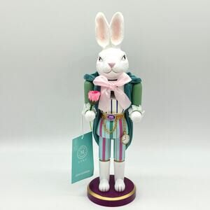 Martha Stewart White Rabbit Wooden Nutcracker Easter Bunny NEW